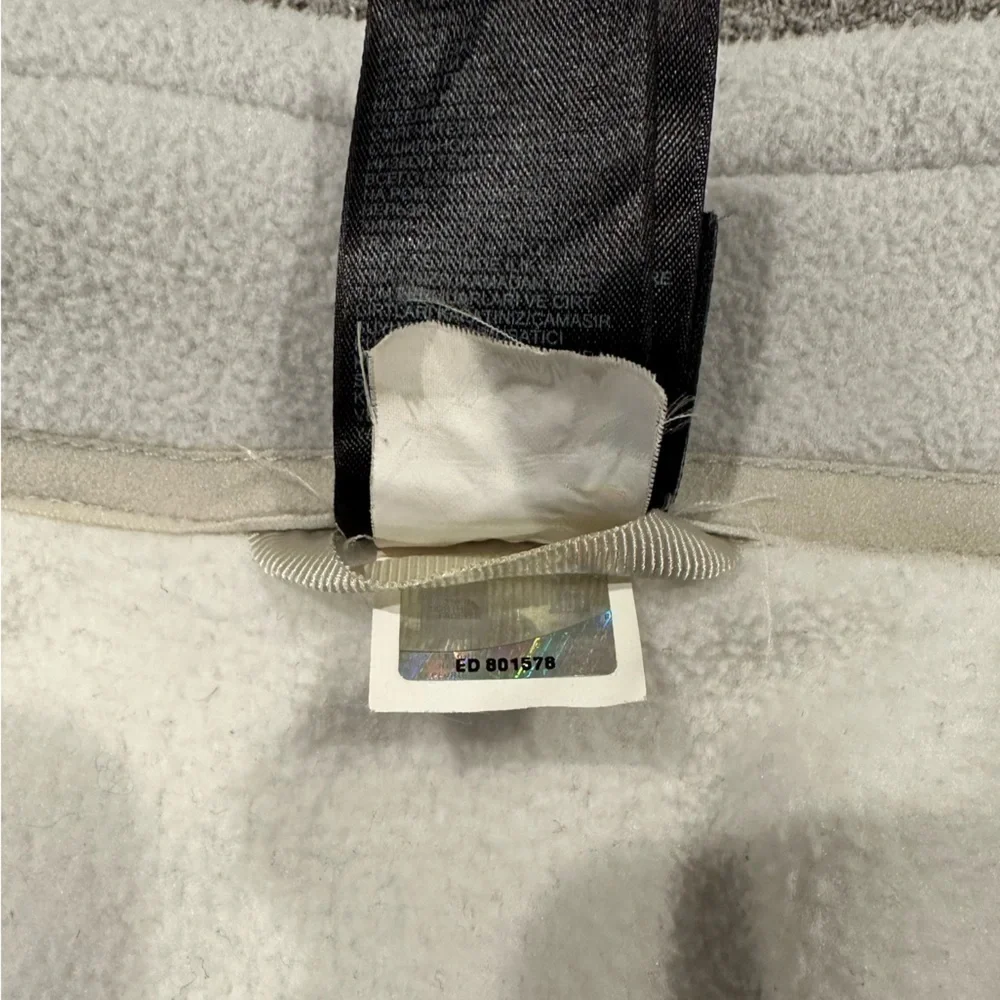 The North Face Womens Khumbu Fleece Jacket White Gray Pockets Toggle Elastic XS - Picture 5 of 8